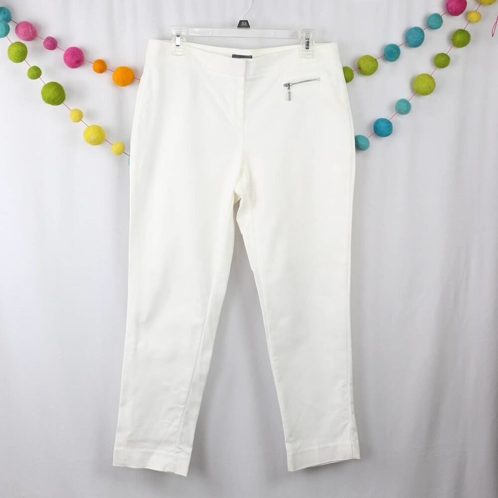 Vince Camuto White Ankle Crop Flat Front Mid Rise Trouser Dress Pant Size 6